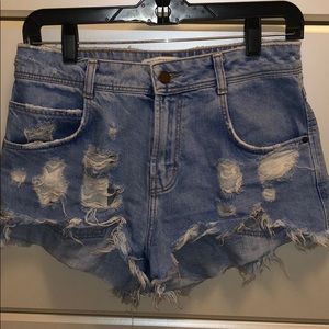 Zara high waisted distressed shorts